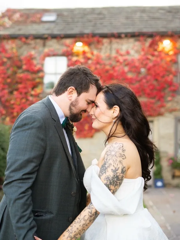 Bride and groom share a quiet moment together at their South Yorkshire wedding